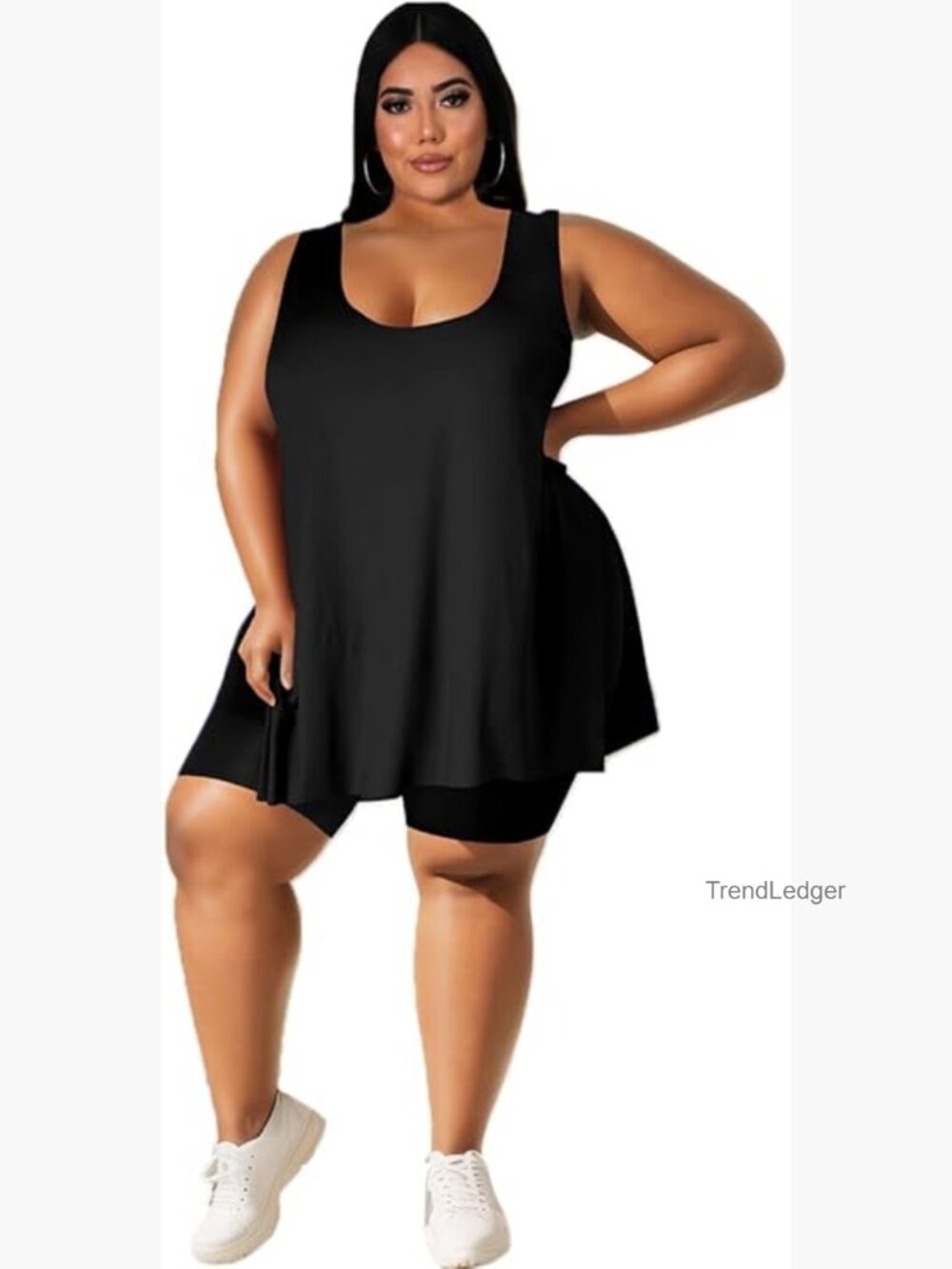 Plus Size 2 Piece Shorts Set Sleeveless Lounge Outfit Summer